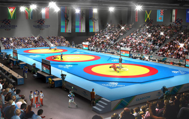 Wrestling at the Commonwealth Games, courtesy of Designhive/Glasgow 2014